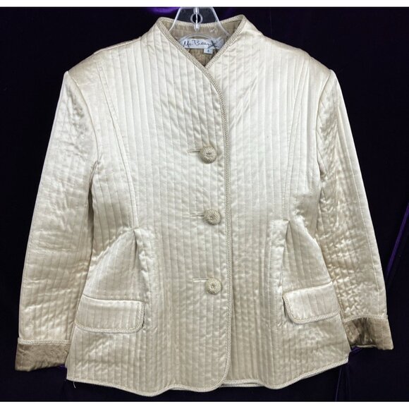 70s - Erly 80s Geoffrey Mr. Beene Silk Quilted Jacket Mandarin Collar - Picture 1 of 5